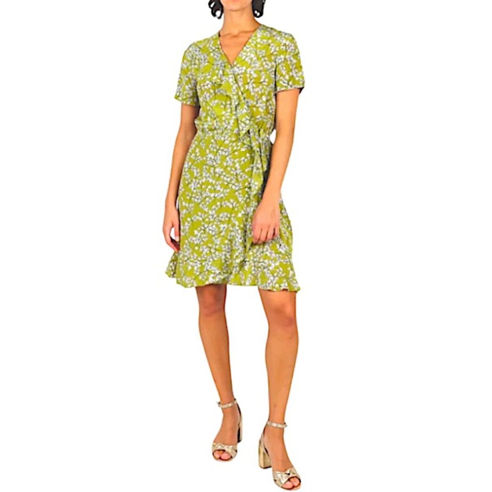 JIGSAW Wrap Belt Straps Short Sleeve Mid Dress Size 2